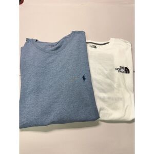 BUNDLE - POLO RL Heather Blue Tee, THE NORTH FACE White Graphic Tee, Sz XXL